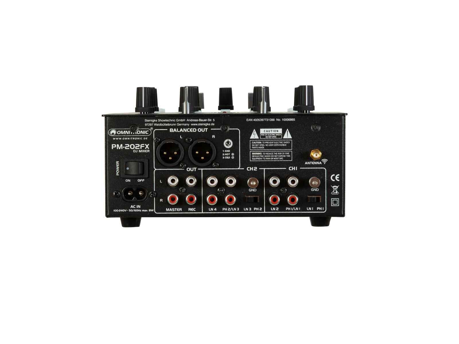 OMNITRONIC PM-202FX 2-Channel DJ Mixer with Filter, FX and Bluetooth - Image 3