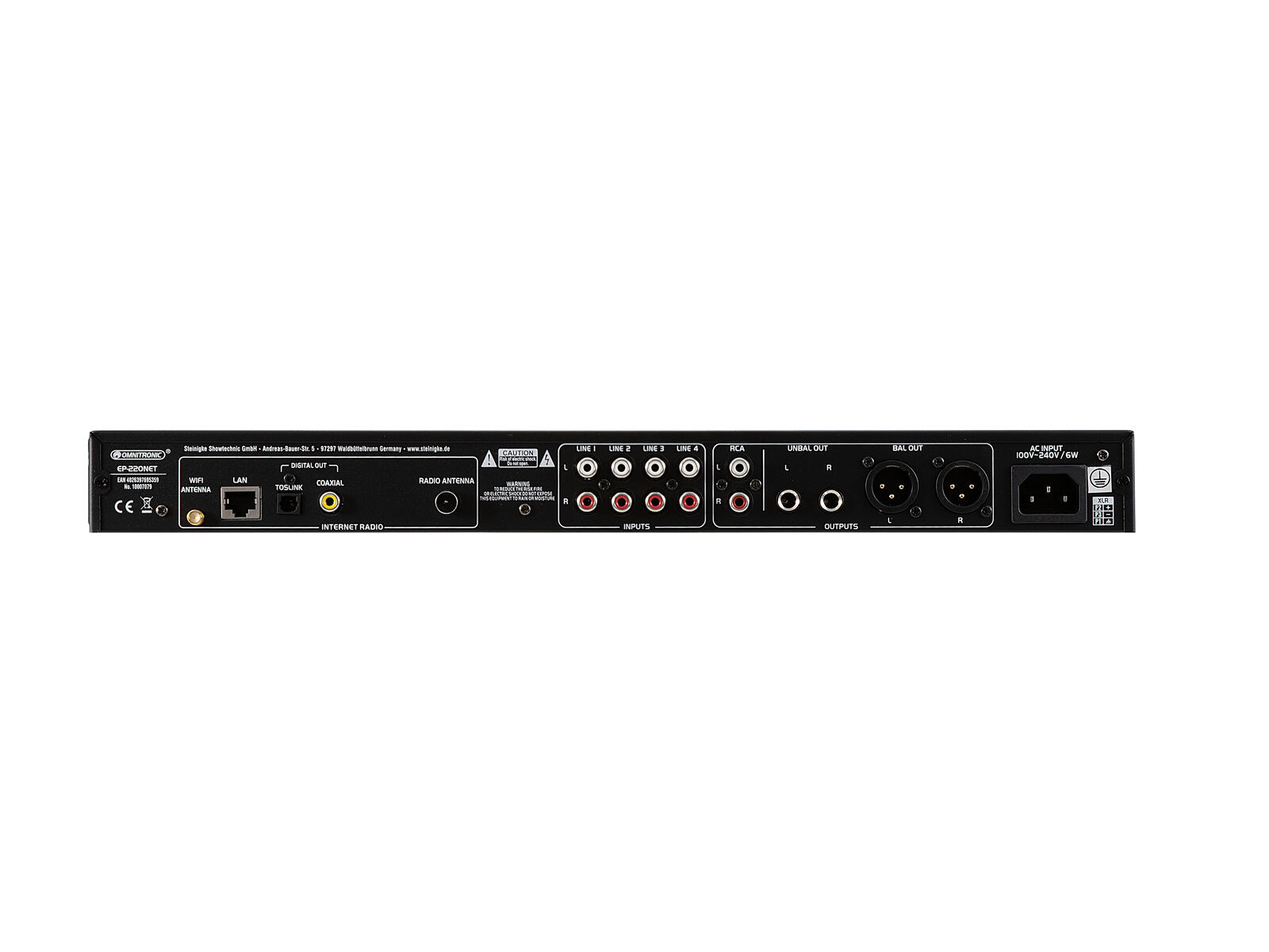 OMNITRONIC EP-220NET Preamplifier with Internet Radio, DAB+ and Bluetooth - Image 3
