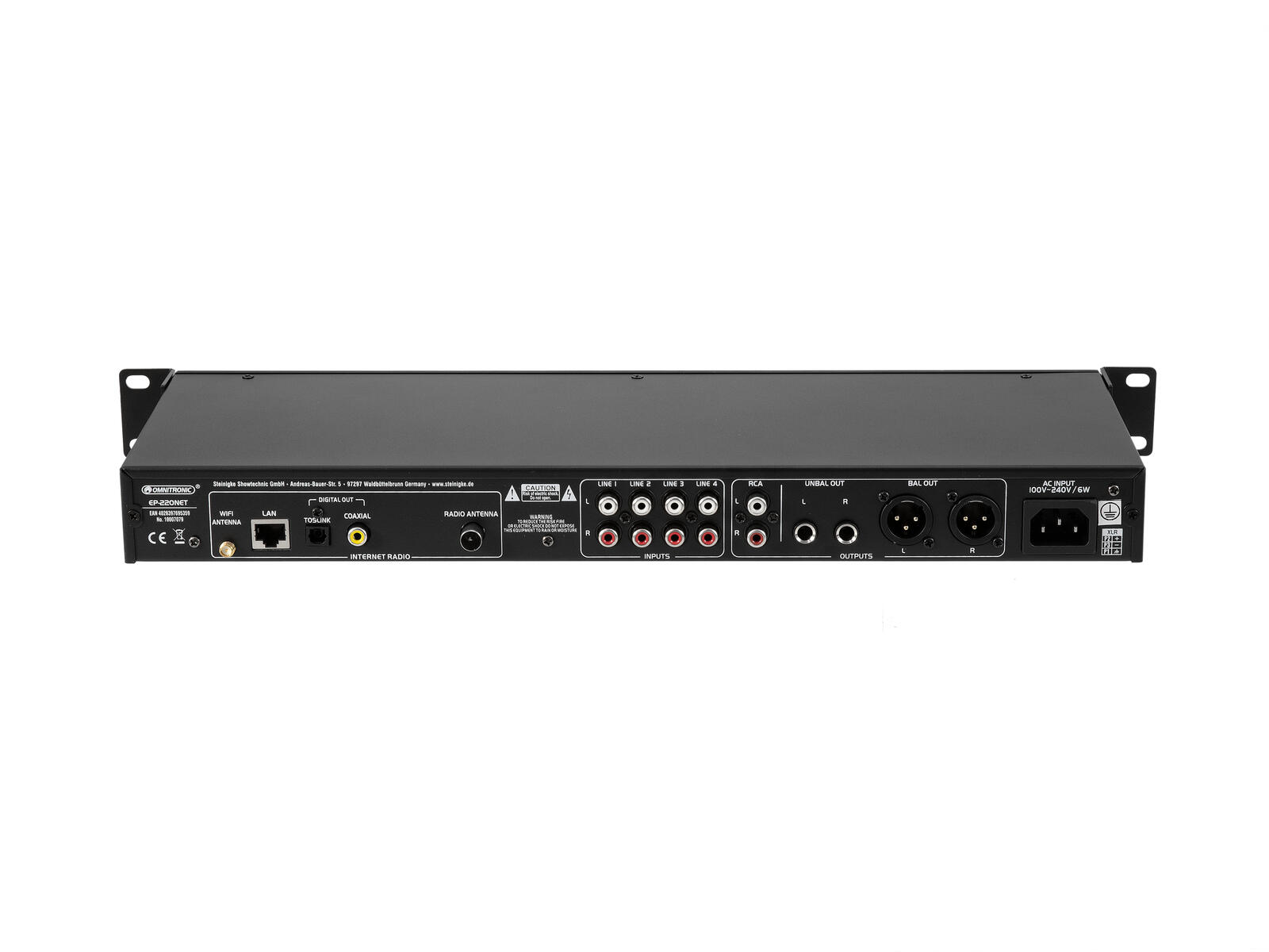 OMNITRONIC EP-220NET Preamplifier with Internet Radio, DAB+ and Bluetooth - Image 5