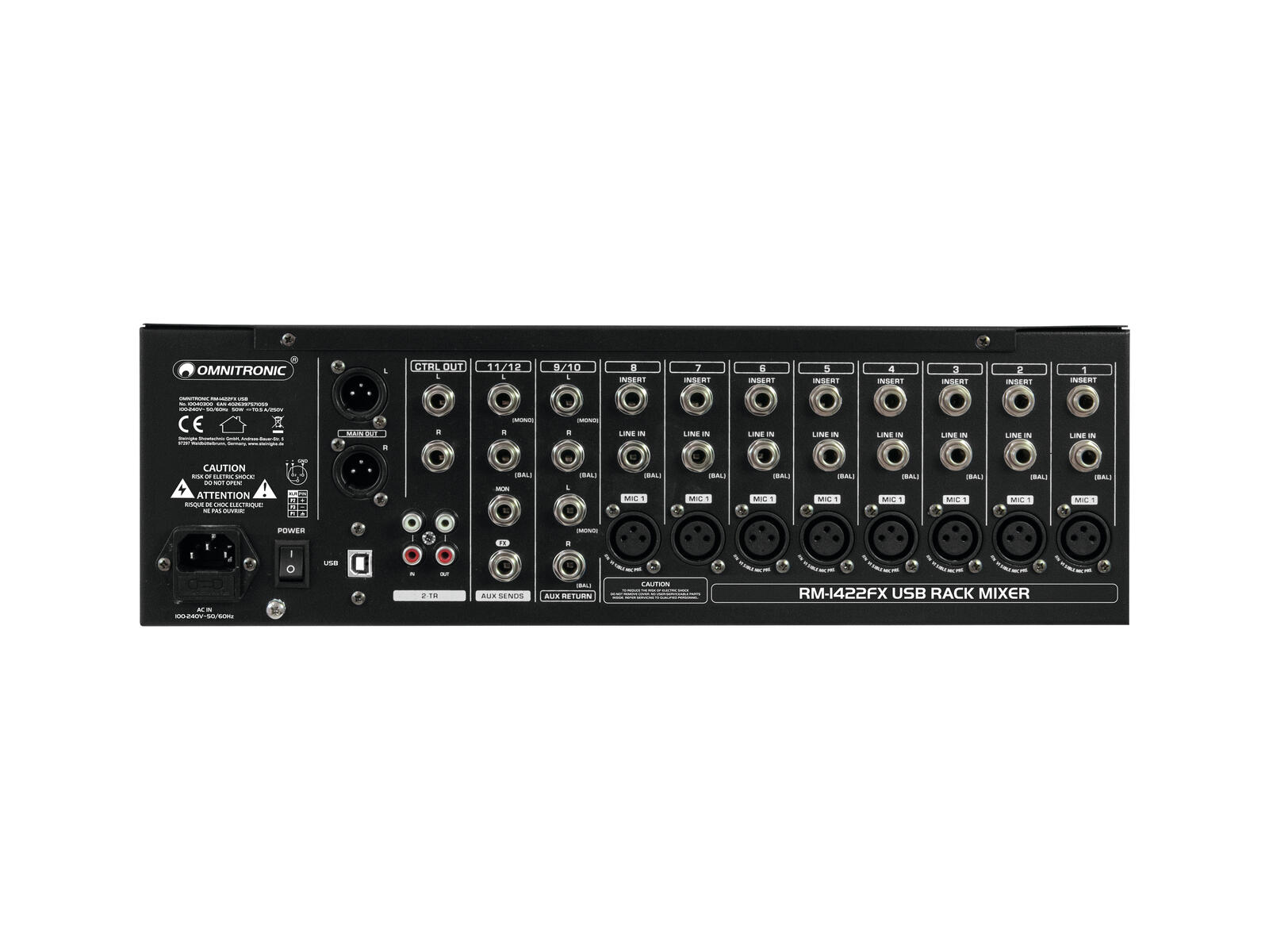 OMNITRONIC RM-1422FX USB Rack Mixer - Image 3