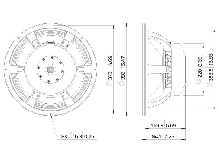 LAVOCE WAF154.01 15" Subwoofer Ferrite, Magnet Aluminium Basket Driver - Image 3