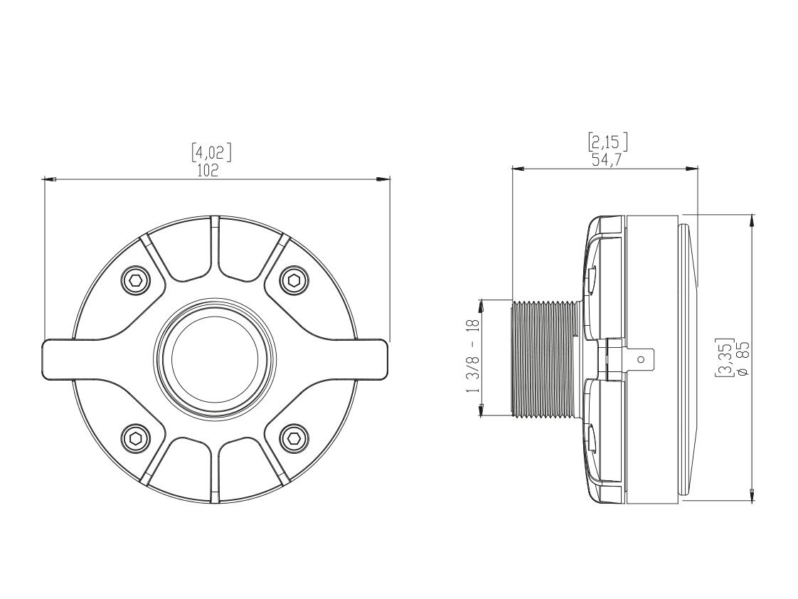 LAVOCE DF10.101LS 1" Compression Driver, Ferrite Magnet - Image 3