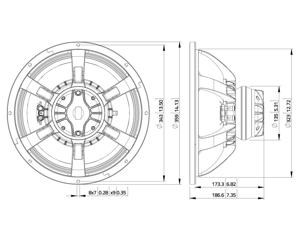 LAVOCE CAN143.00T 13.5" Coaxial Speaker, Neodymium, Aluminium Basket - Image 3