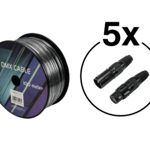 EUROLITE Set DMX Cable 2x0.22 100m bk + 10 Connectors