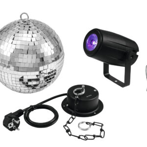 EUROLITE Mirror Ball 20cm with motor + LED PST-5 QCL Spot bk