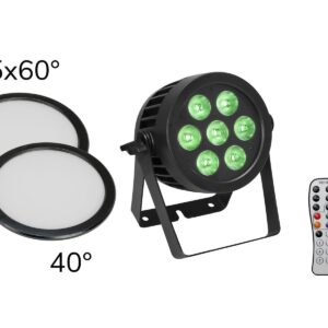 EUROLITE Set LED IP PAR 7x9W SCL Spot + 2x Diffuser Cover (15x60° and 40°)