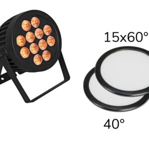 EUROLITE Set LED IP PAR 12x9W SCL Spot + 2x Diffuser Cover (15x60° and 40°)