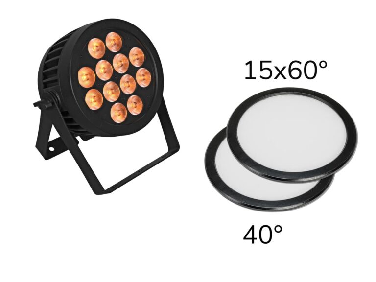 EUROLITE Set LED IP PAR 12x9W SCL Spot + 2x Diffuser Cover (15x60° and 40°)
