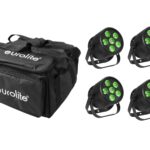 EUROLITE Set 4x LED Silent Par 6 QCL Floor bk + Soft Bag