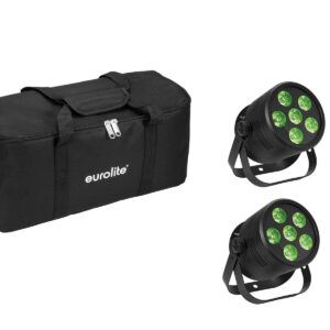 EUROLITE Set 2x LED Silent Par 6 QCL floor bk + Soft Bag