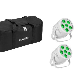 EUROLITE Set 2x LED Silent Par 6 QCL Floor wh + Soft Bag