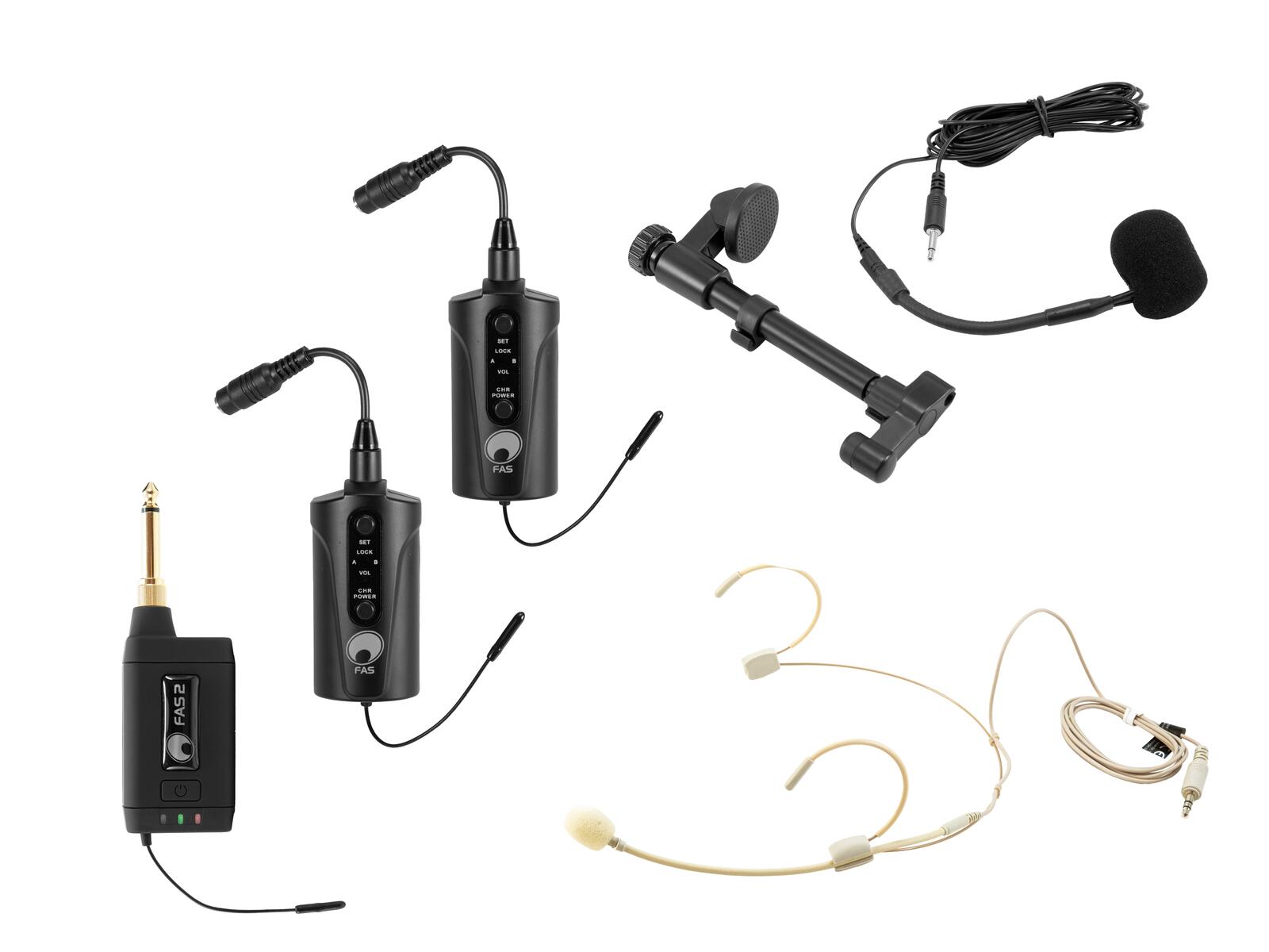 OMNITRONIC Set FAS TWO + 2x BP + Headset + Acoustic Guitar Microphone 660-690MHz