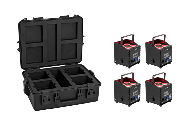 EUROLITE Set 4x AKKU UP-4 QCL Spot QuickDMX MK2 + Plastic case