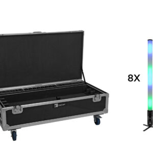 EUROLITE Set 8x AKKU IP Pixel Tube 360° PRO CRMX + Flightcase with wheels and charging function