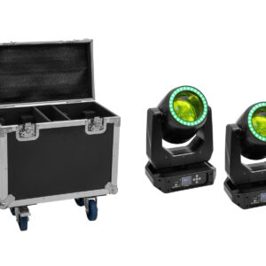 EUROLITE Set 2x LED TMH-B120 Hypno Moving-Head Beam + Flightcase with wheels