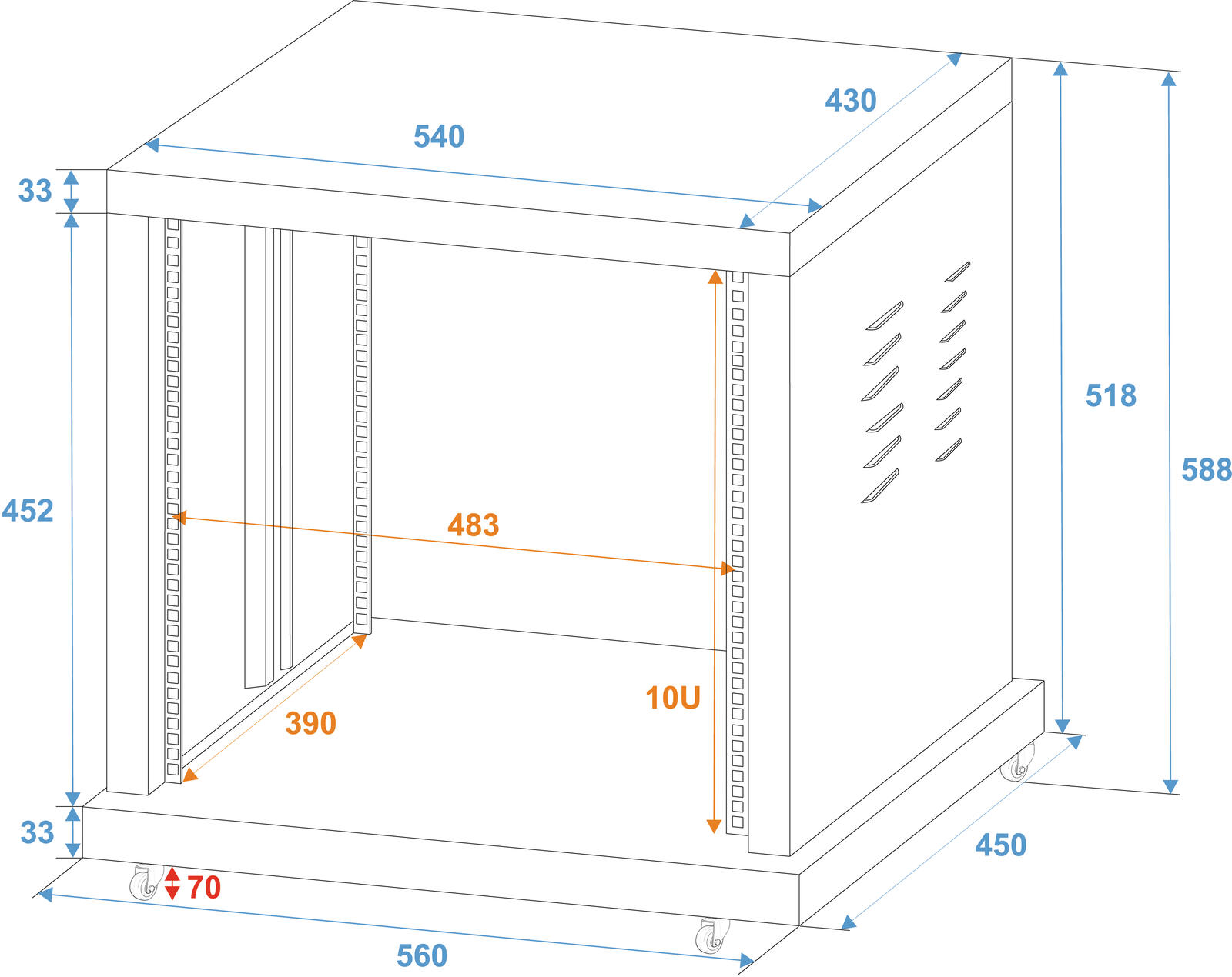 ROADINGER Steel Rack SR-19, 10U - Image 3