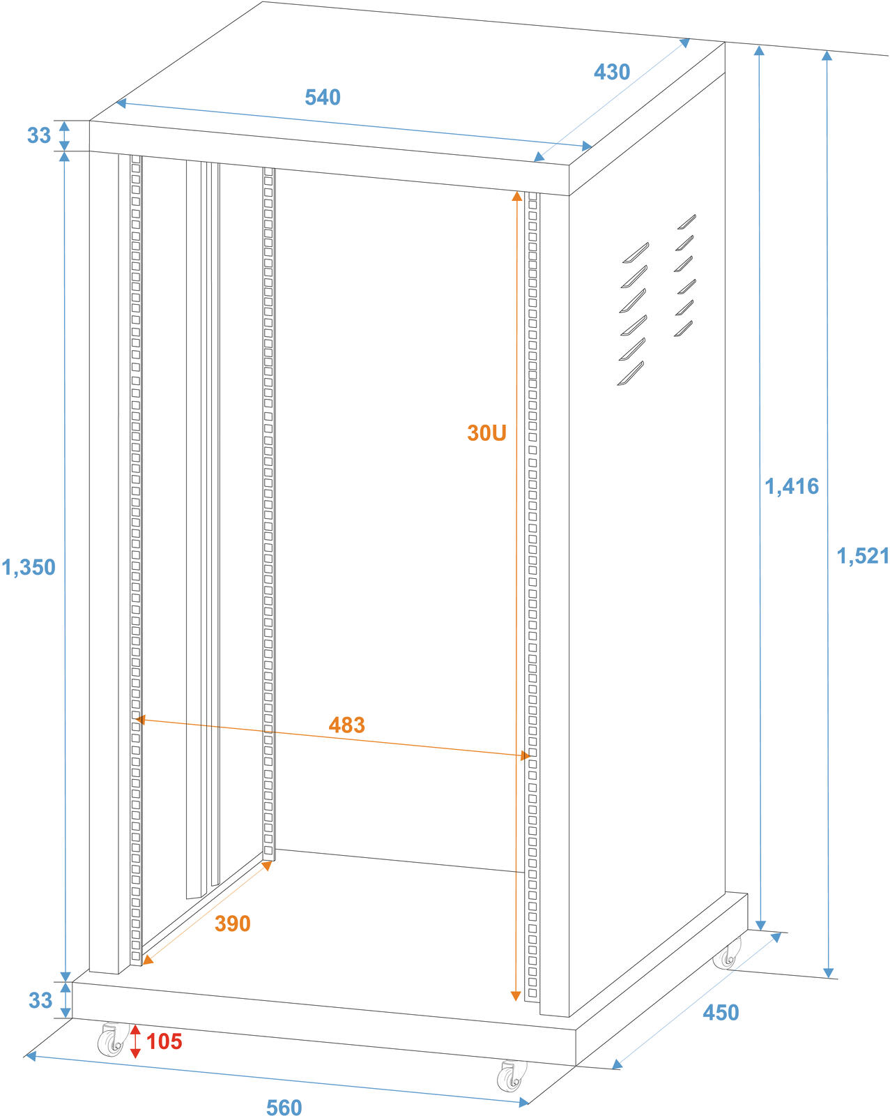 ROADINGER Steel Rack SR-19, 30U - Image 2