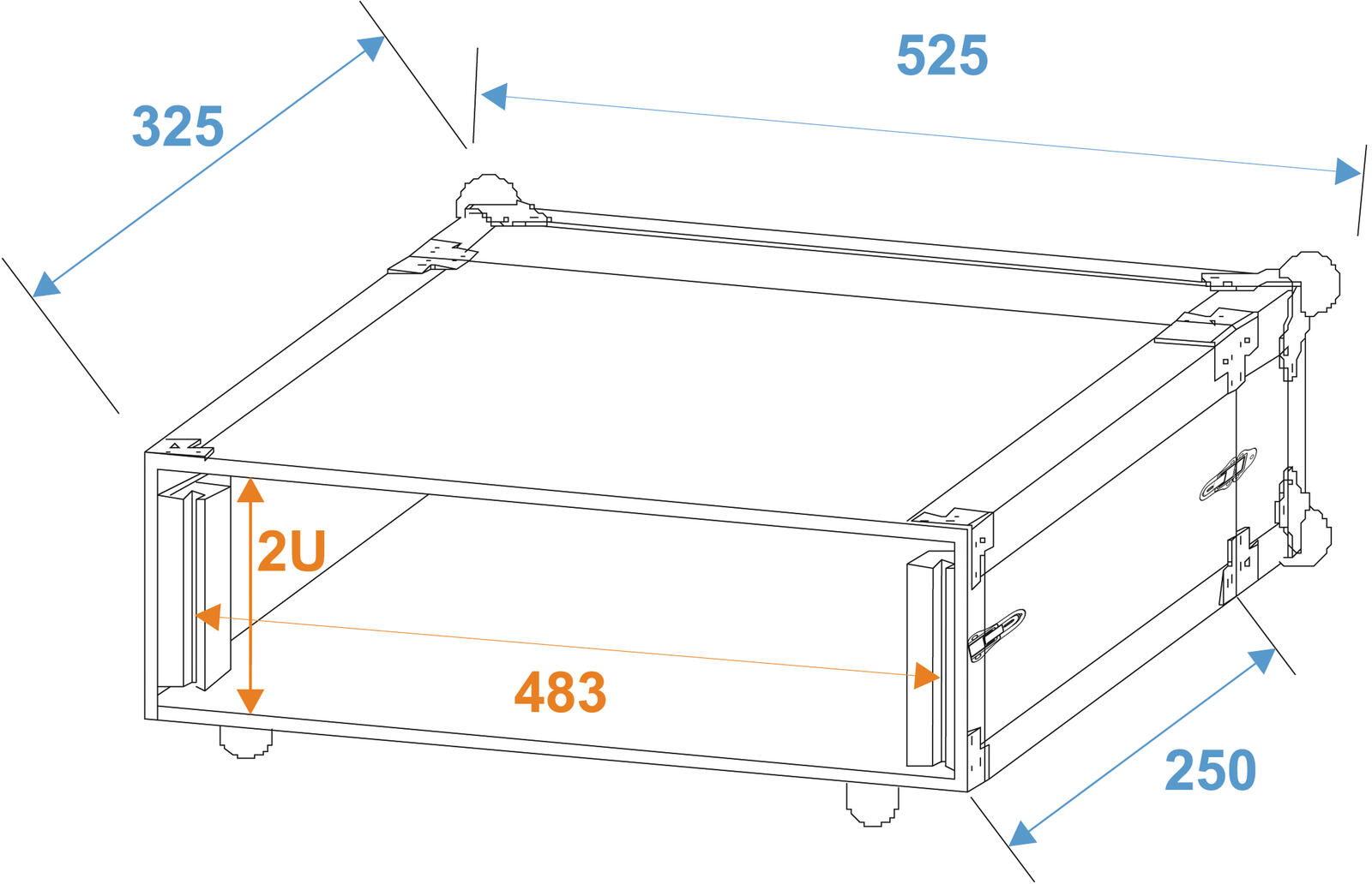 ROADINGER Effect Rack CO DD, 2U, 24cm deep, black - Image 2