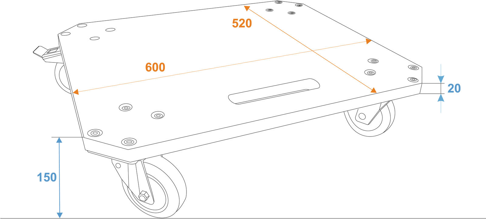 ROADINGER Wheel Board MDF 4 wheels 2 brakes - Image 3