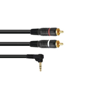 OMNITRONIC Adapter Cable 3.5 Jack 90°/2xRCA 1.5m bk