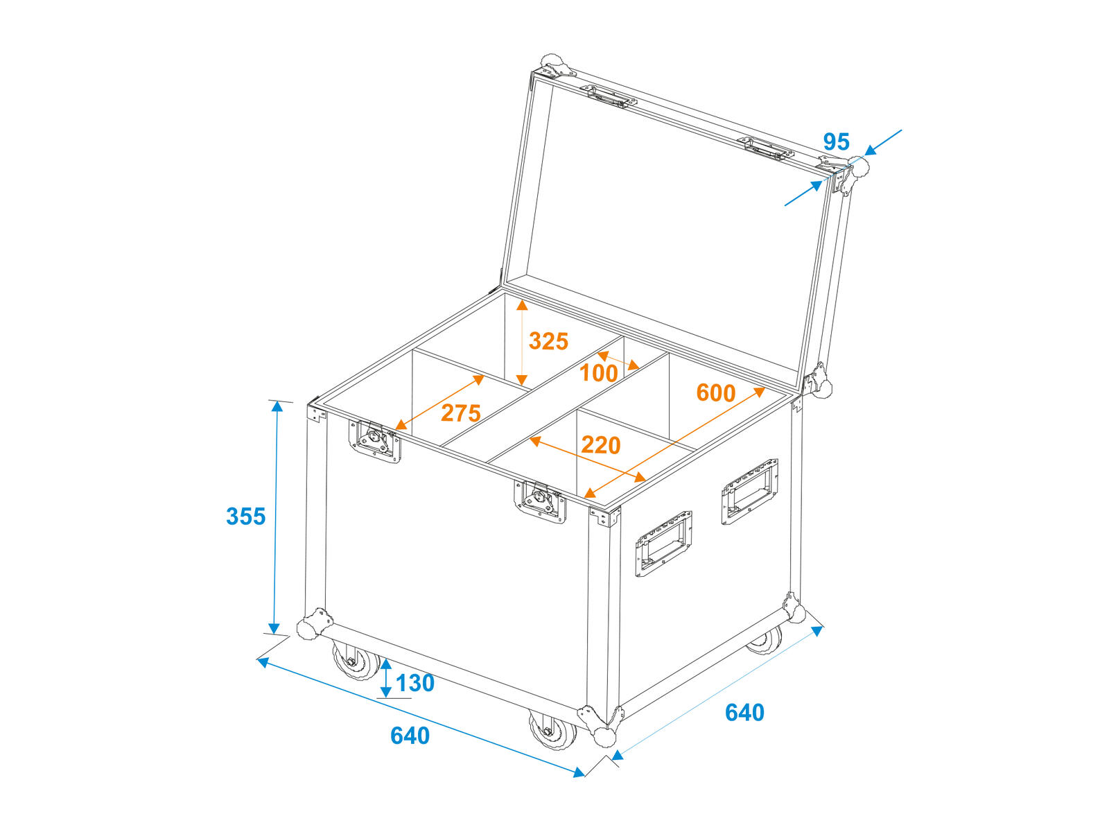 ROADINGER Flightcase 4x LED Theatre COB 100 series with wheels - Image 5