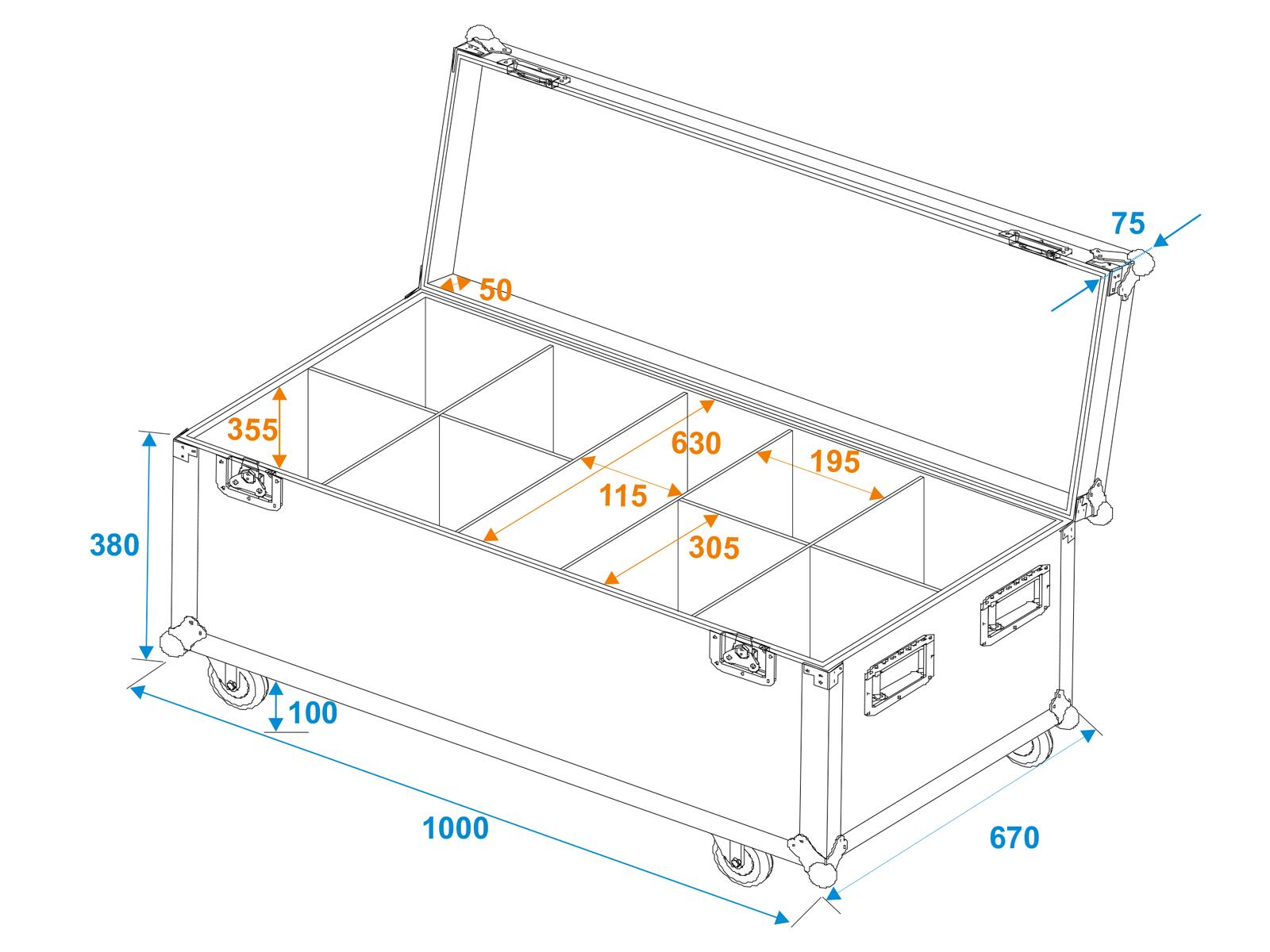 ROADINGER Flightcase 8x LED IP PAR 12x8W QCL/12x9 SQL Spot with wheels - Image 5