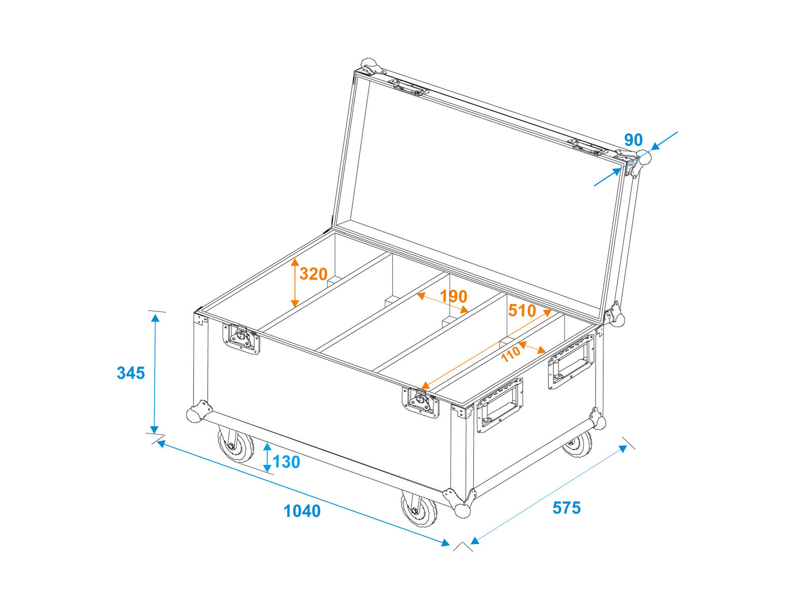 ROADINGER Flightcase 4x Multiflood IP 18x10W RGBW Wash CRMX with wheels - Image 5