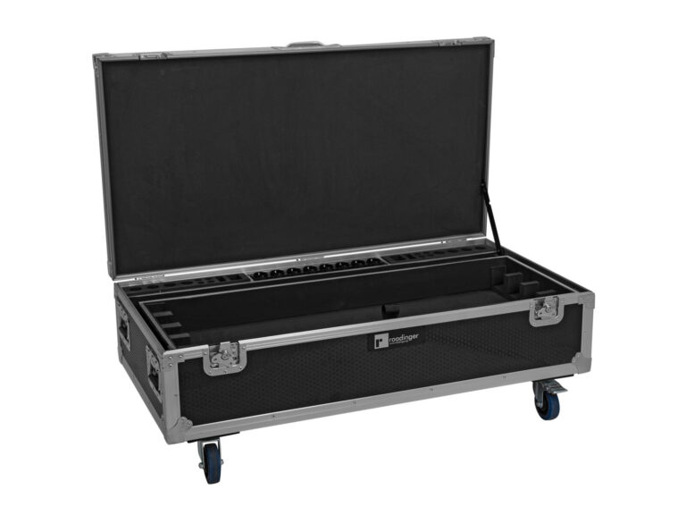 ROADINGER Flightcase 8x AKKU IP Pixel Tube 360° PRO CRMX with charging function and wheels