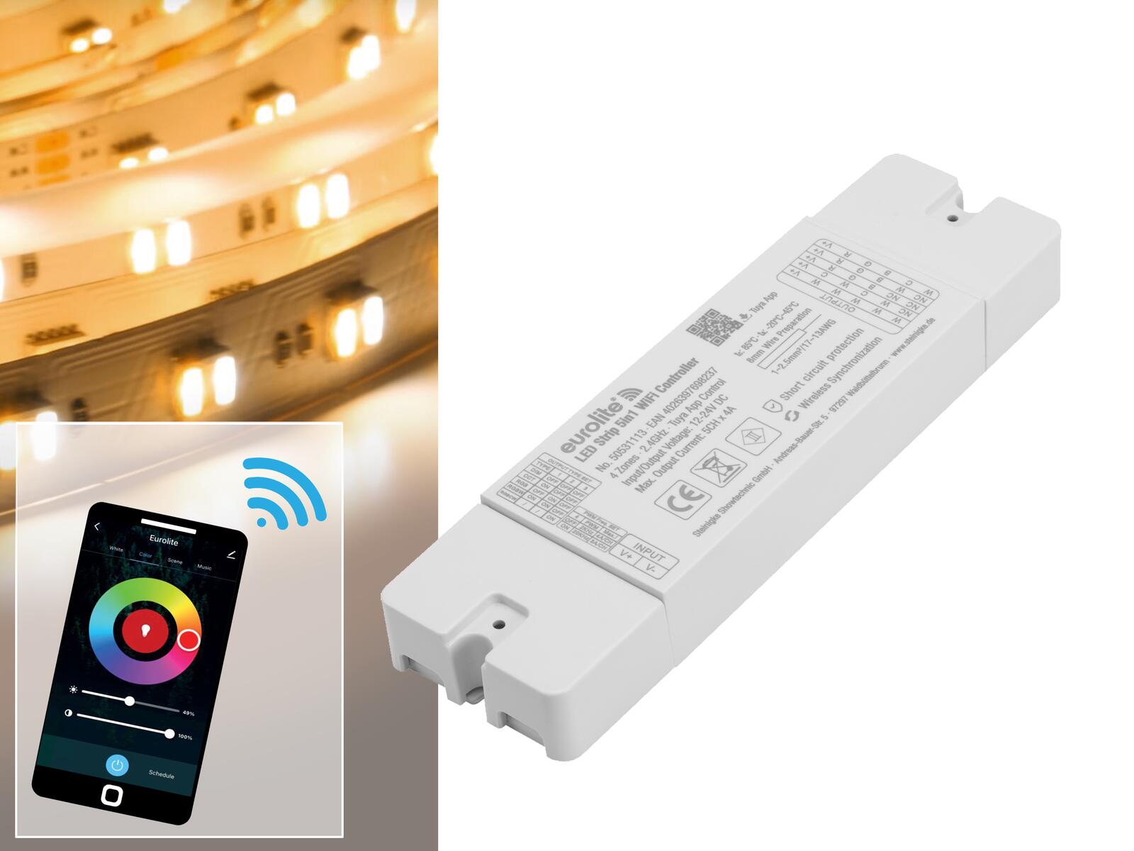 EUROLITE Set LED Strip 5in1 WiFi Controller + Remote Control Zone - Image 2