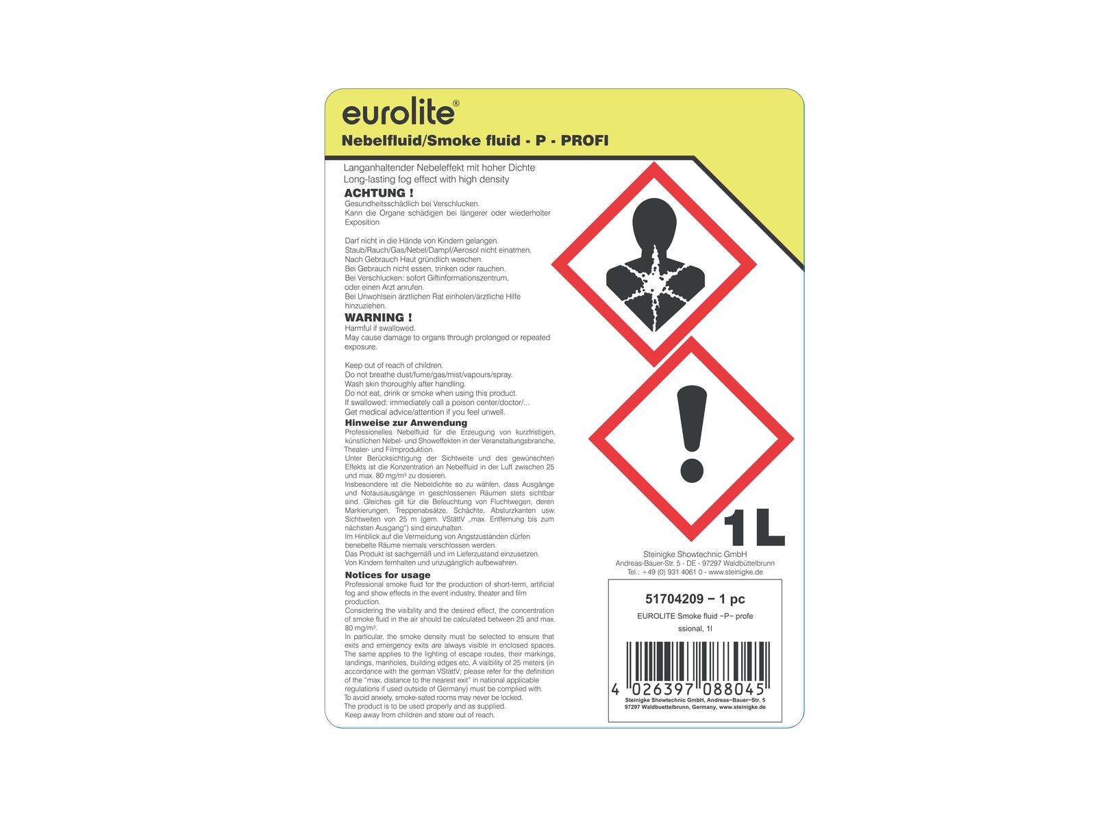 EUROLITE SMOKE FLUID -P- Professional, 1l smoke fluid - Image 3