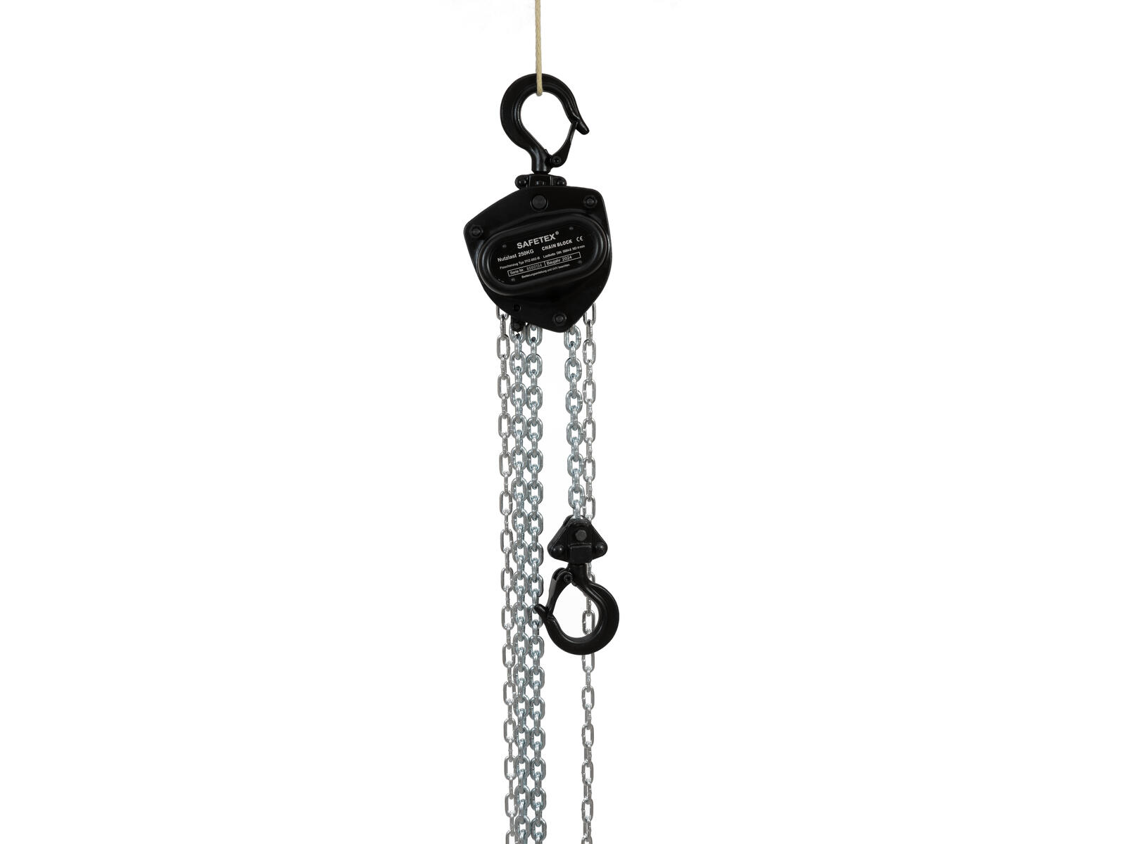 SAFETEX Chain hoist 250kg 6m hub black