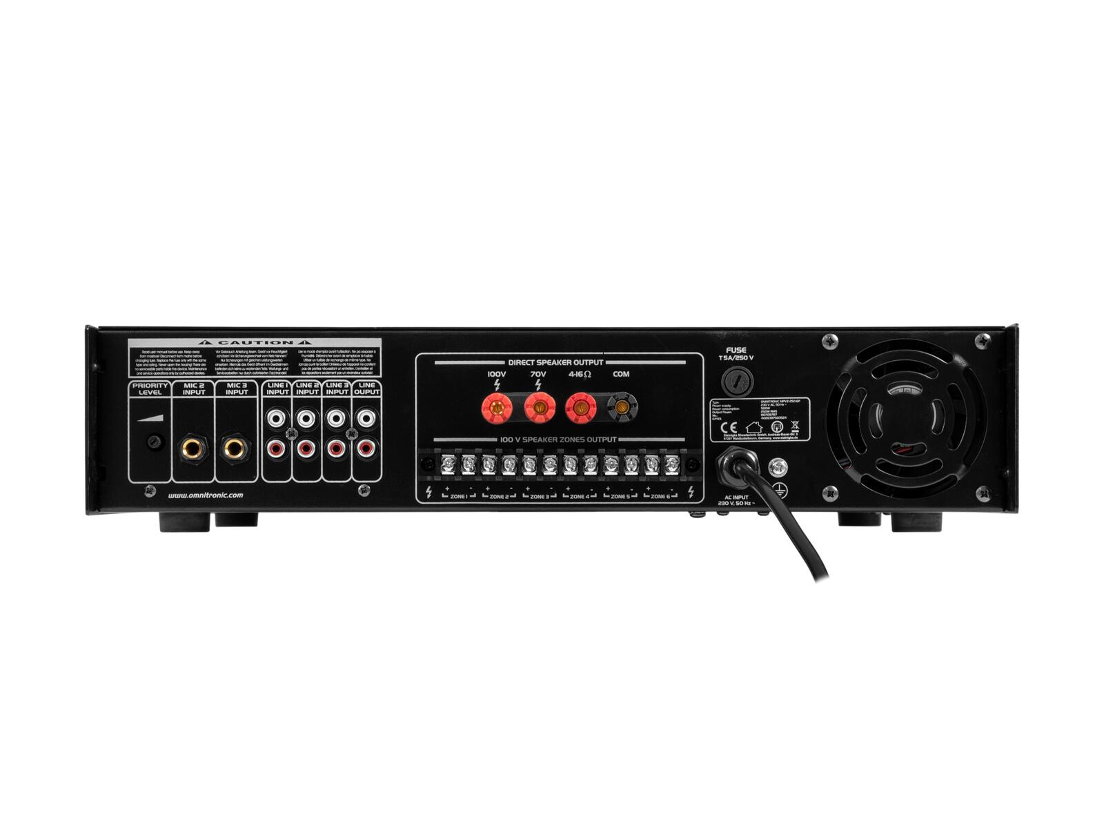 OMNITRONIC MPVZ-250.6P PA Mixing Amplifier - Image 2