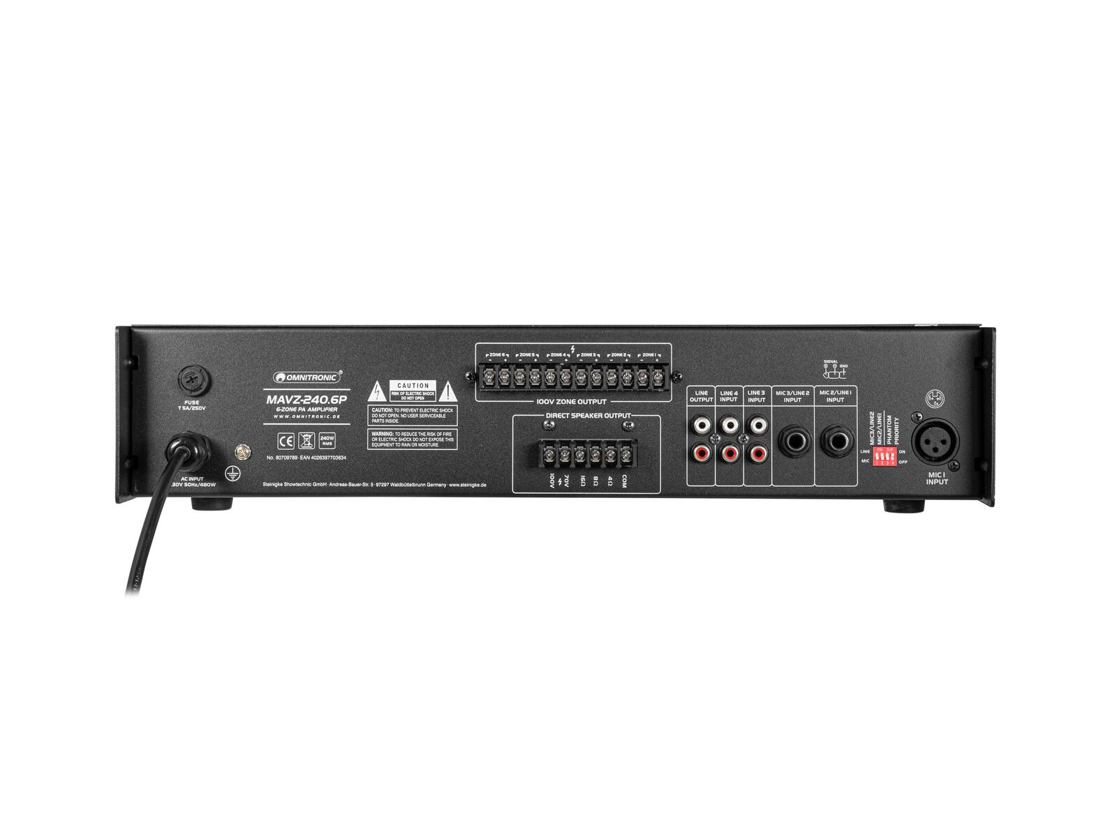 OMNITRONIC MAVZ-240.6P PA Mixing Amplifier - Image 3