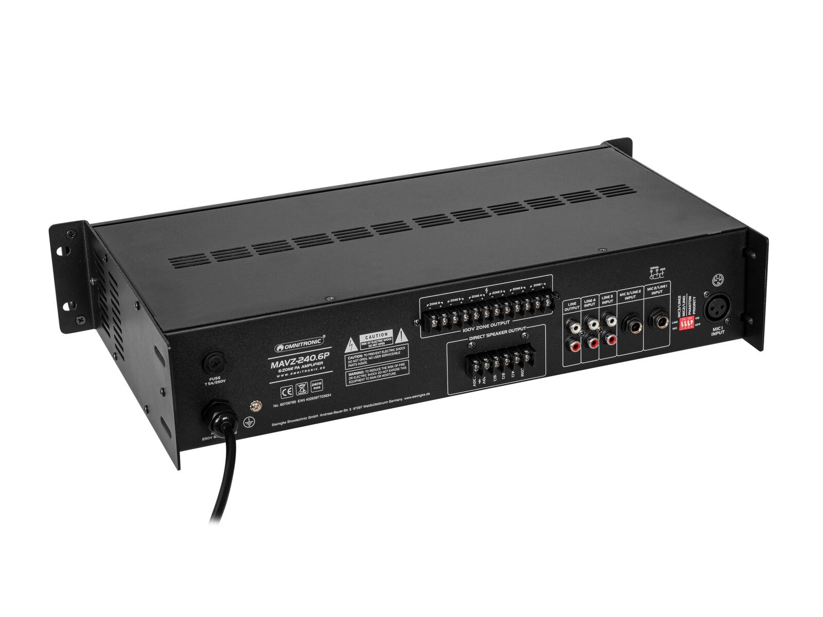 OMNITRONIC MAVZ-240.6P PA Mixing Amplifier - Image 5