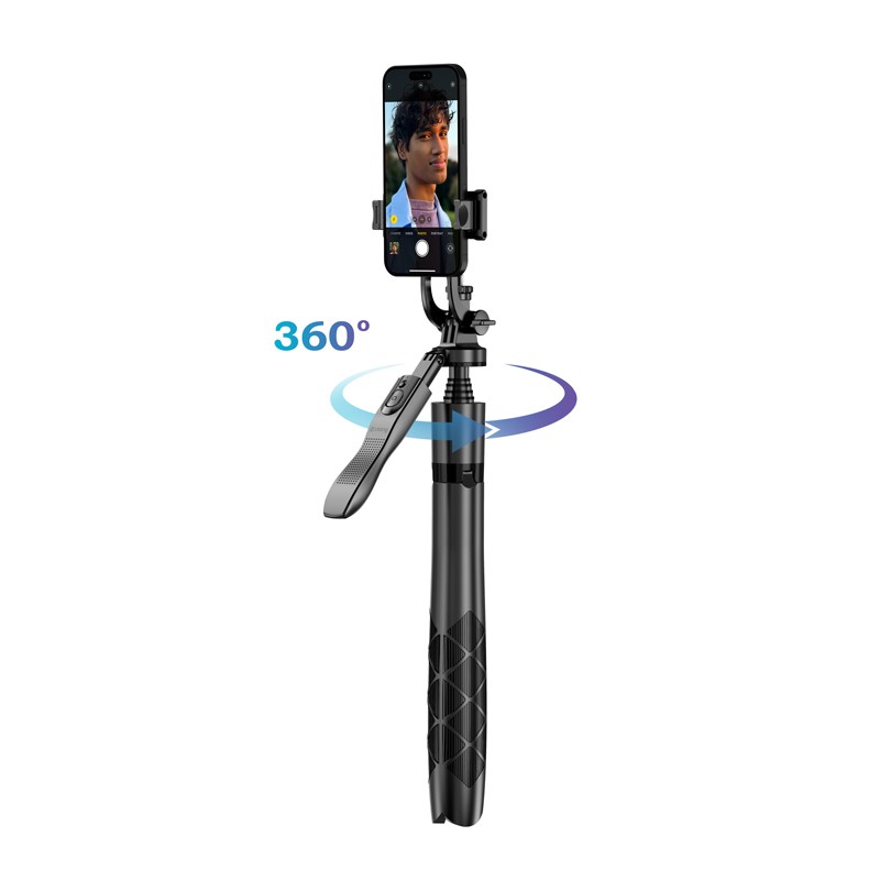 Aluminium selfie stick Bluetooth tripod black - Image 5