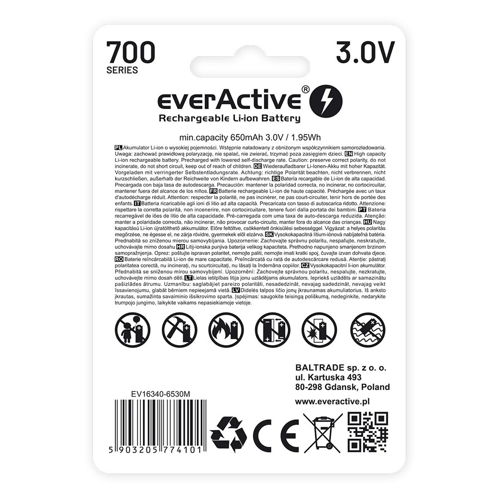 Rechargeble battery 16340 3V Li-ion 700 mAh micro USB - Image 10