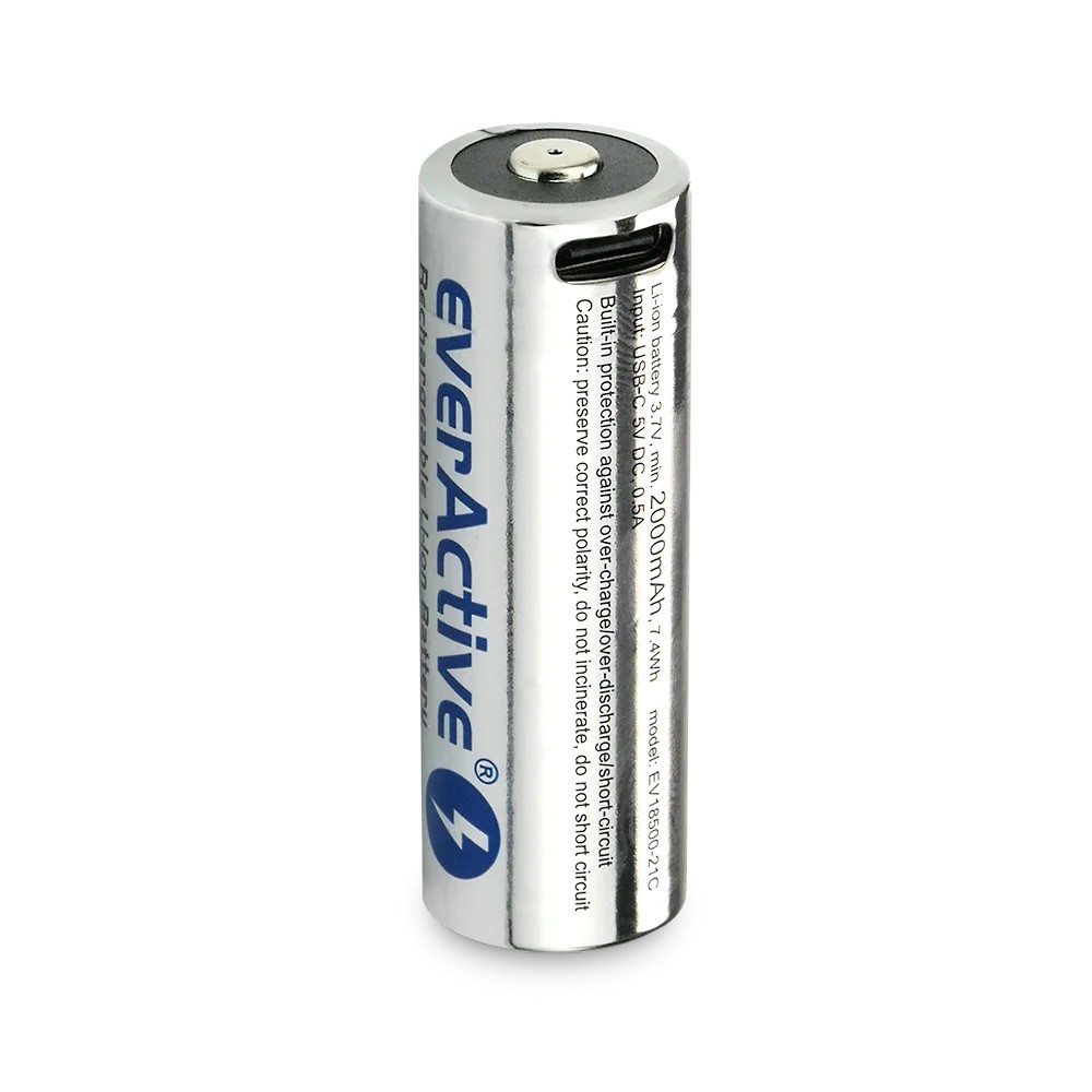 Rechargeble battery 18500 3,7V Li-ion 2100 mAh USB-C - Image 3