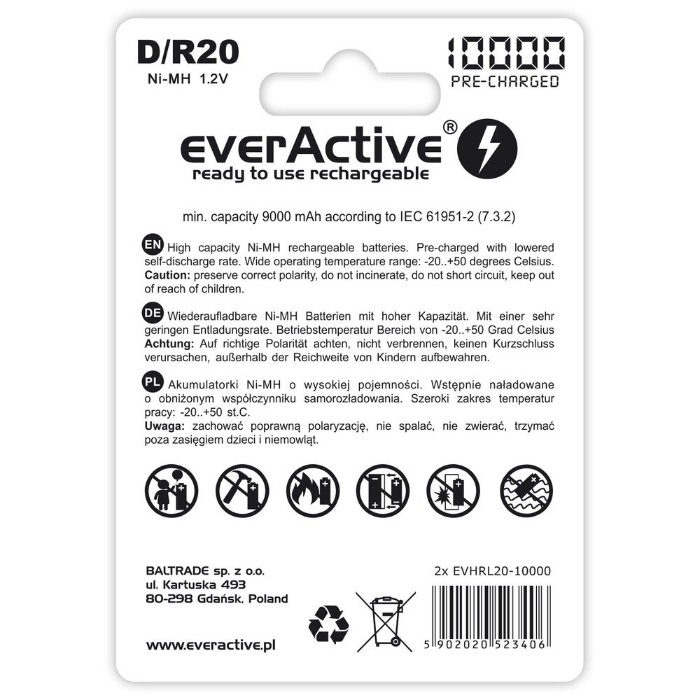 BATTERIES R20/D NI-MH 1 0000 mAh 2 PCS. - Image 2