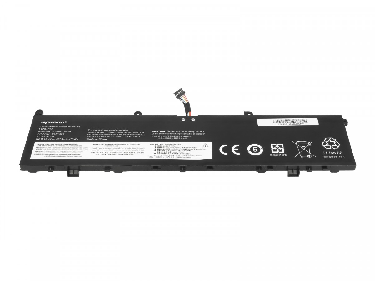 Battery L17C4P72 L17M4P72 Lenovo ThinkPad P1 X1 Extreme 1st 2nd Gen 01AY969 - 4960 mAh (76 Wh) - Image 3