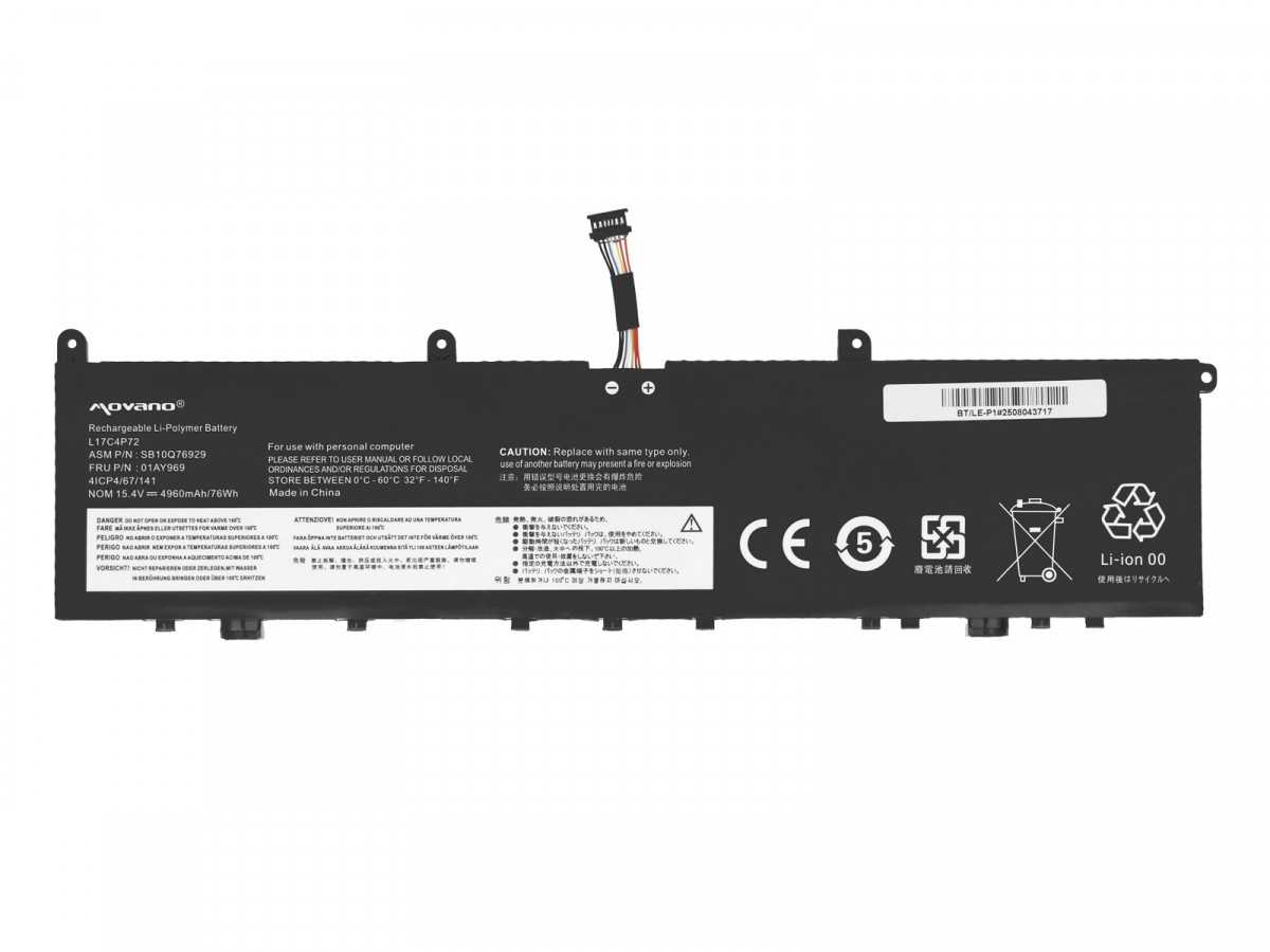 Battery L17C4P72 L17M4P72 Lenovo ThinkPad P1 X1 Extreme 1st 2nd Gen 01AY969 - 4960 mAh (76 Wh) - Image 5