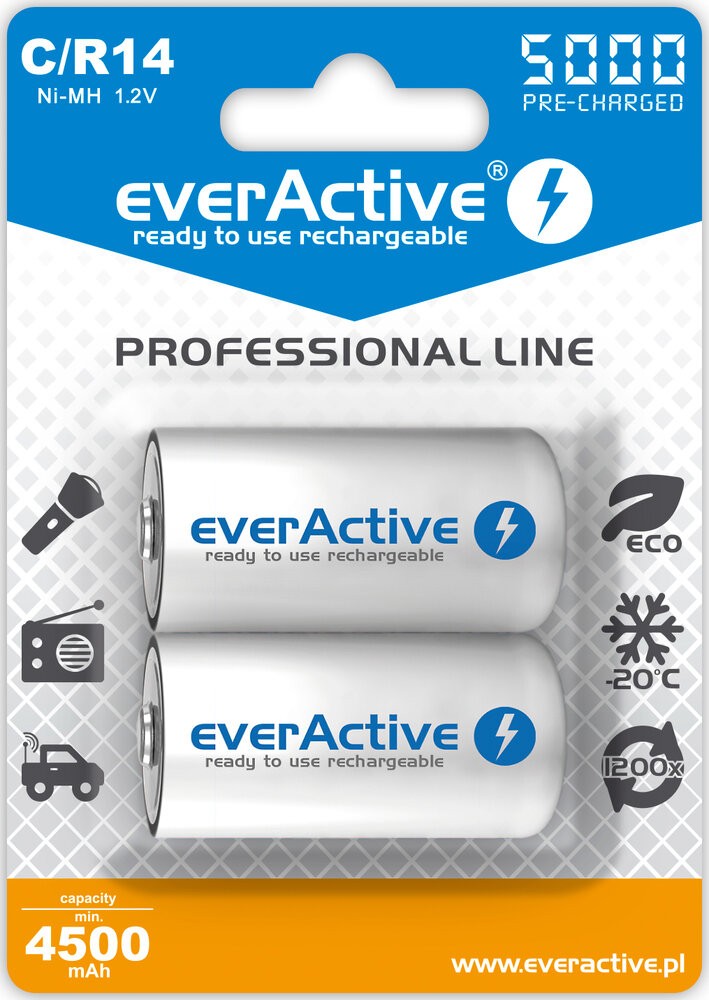 BATTERIES R14/C NI-MH 5 000 mAh 2 PCS.